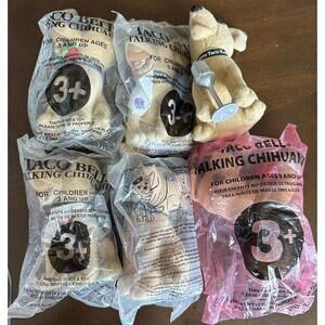 LOT of Taco Bell Chihuahua Dog 6" Plush Toys, Lot Of 6, In Packages, Do Not Talk